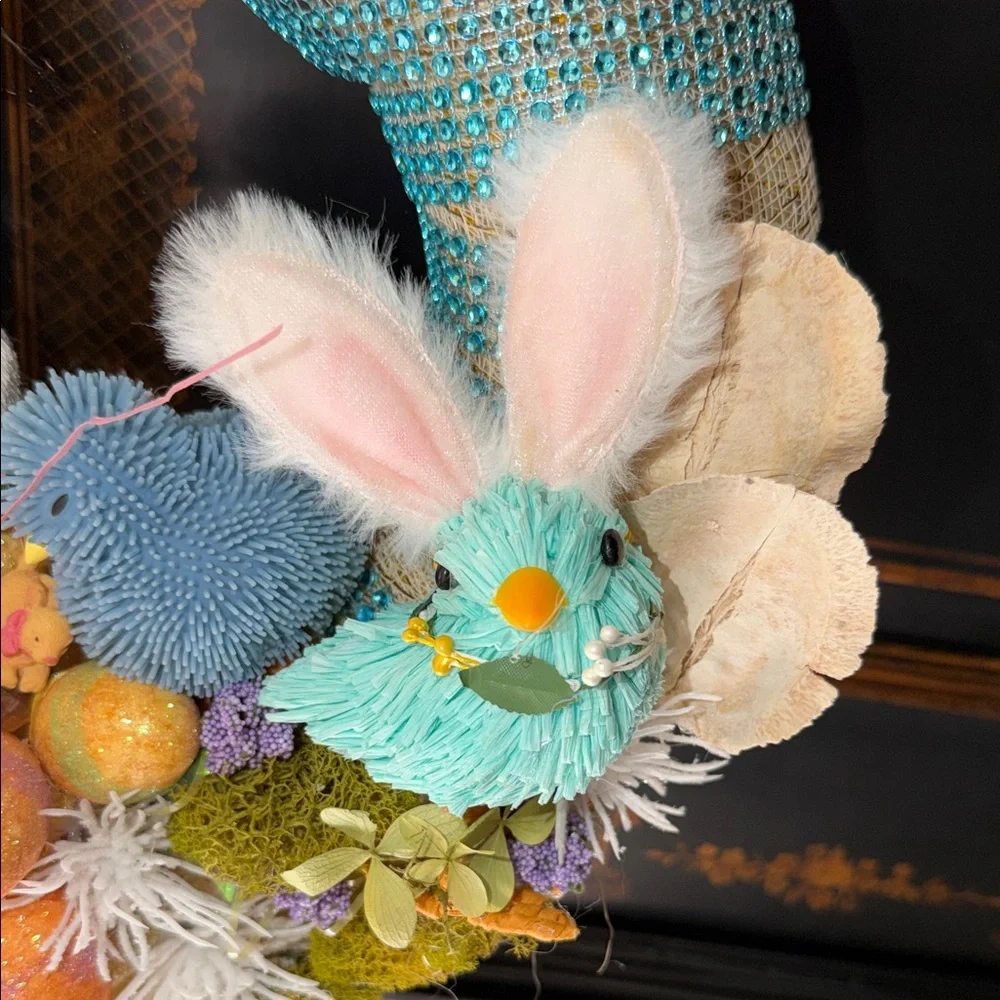 Colorful Easter Wreath with Plush Accents